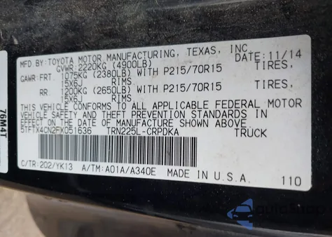 2015 Toyota Tacoma from USA, damaged, VIN 5TFTX4CN2FX051636